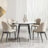 Modern Extendable Round Dining Table With Sintered Stone Top - White / Black - Image 6