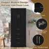 Bathroom Cabinet With 3 Drawers, Adjustable Shelf, Panels, Steel Handles, Soft Close Doors - Black - Image 6
