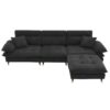 L Shaped Convertible Sectional Sofa 4 Seat Tufted Couch Set With Two Tone Adjust Legs Cloud Movable Ottoman - Black - Image 2