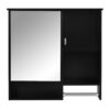 Modern Wall Mounted Bathroom Medicine Cabinet, Bathroom Wall Storage Cabinet With Mirror, Over The Toilet Space Saver Cabinet With Towels Bar - Black - Image 10