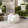 Yolanda - Round Upholstered Accent Ottoman - Almond White - Image 5