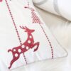 Christmas Throw Pillow With Embroidered Reindeer And Snowflakes - White - Image 6
