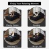 Oversized Chaise Lounge Chair Cozy Cloud Couch, Plush Corduroy Upholstered Sleeper Sofa Daybed With 3 Throw Pillows And Wide Armrest For Living Room - Black - Image 5