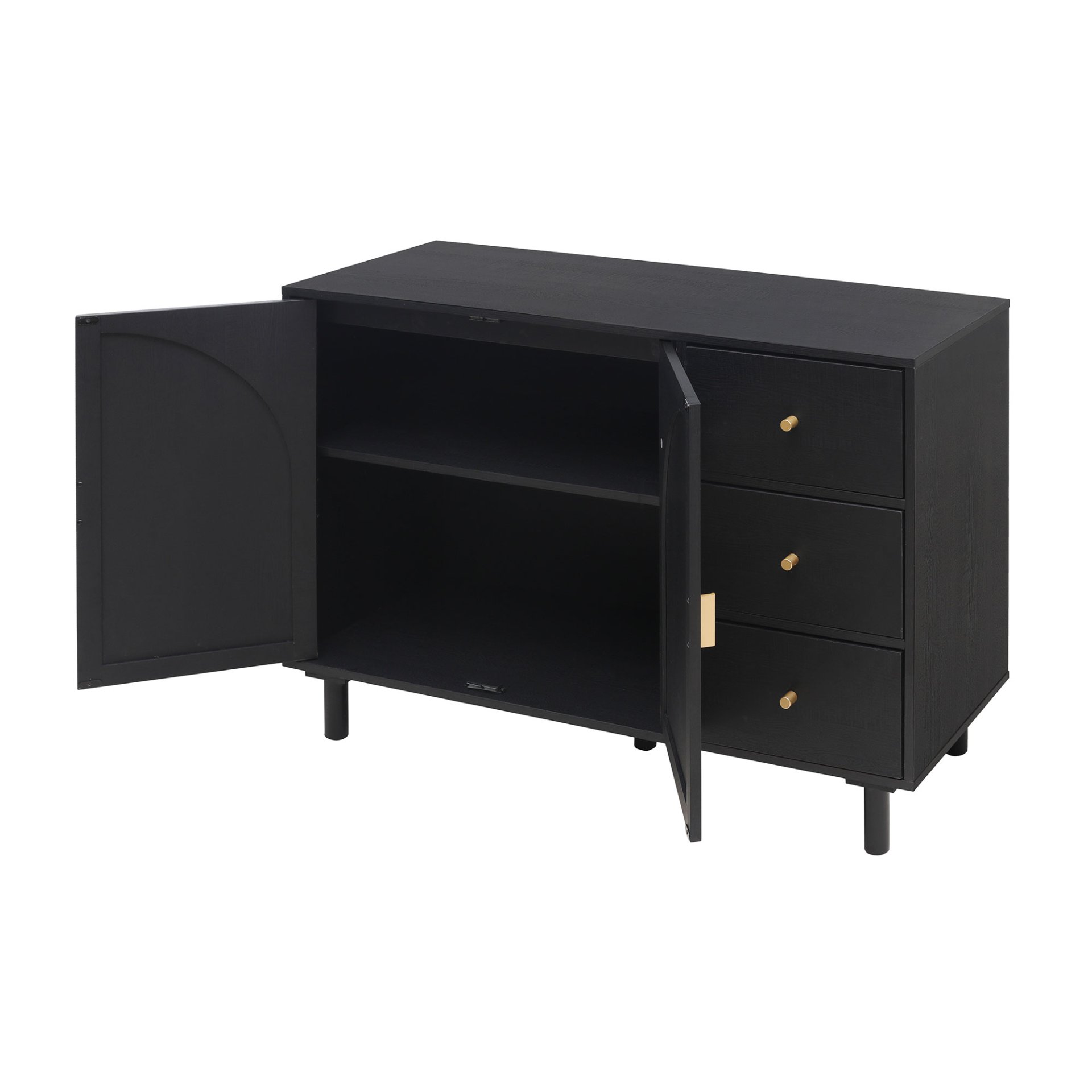2 Door, 3 Drawer Cabinet, Suitable For Bedroom - Black - Image 14