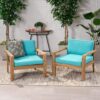 Antoine - Outdoor Club Chairs With Cushions (Set of 2) - Brown / Teal - Image 4