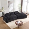 Modern Minimalist Modular Sectional Sofa With Deep Seats And Right Facing Chaise Upholstered Fabric - Black - Image 2
