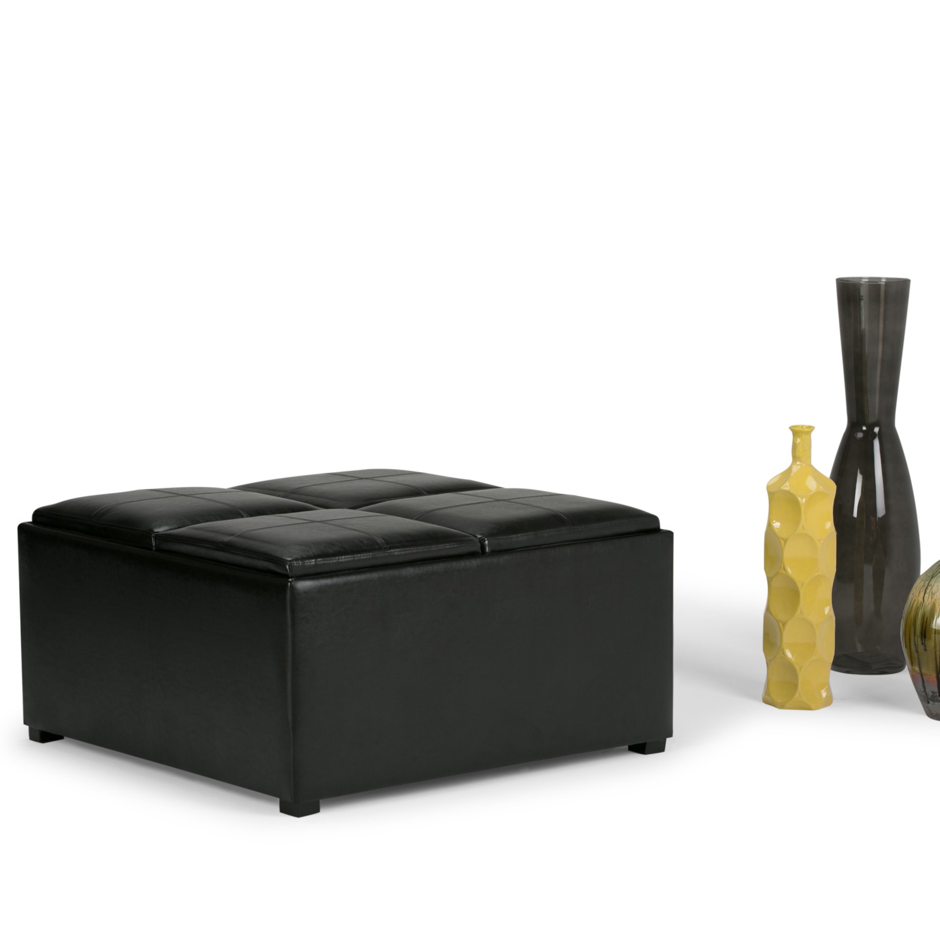 Avalon - Square Coffee Table Storage Ottoman - Midnight Black - Image 7