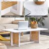 Chinese Style Solid Wood And Imitation Rattan Coffee Table, Rectangular Low Table For Small Living Rooms - White - Image 7