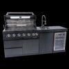 6 Burner 85, 000 Btu Outdoor Kitchen Island Grill With Wine Cooler Refrigerator, Rotisserie Kit, Granite Countertops & Sink - Black - Image 11