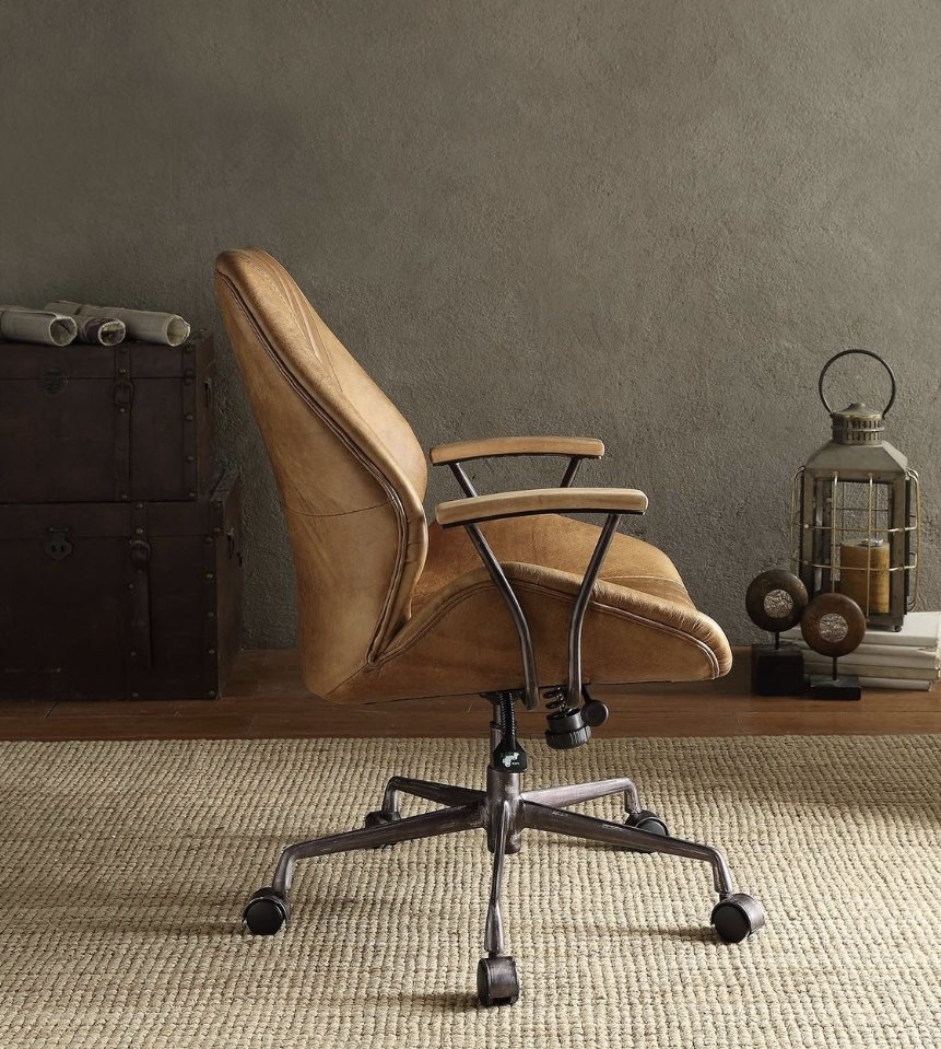 Hamilton - Top Grain Leather Office Chair - Coffee - Image 5