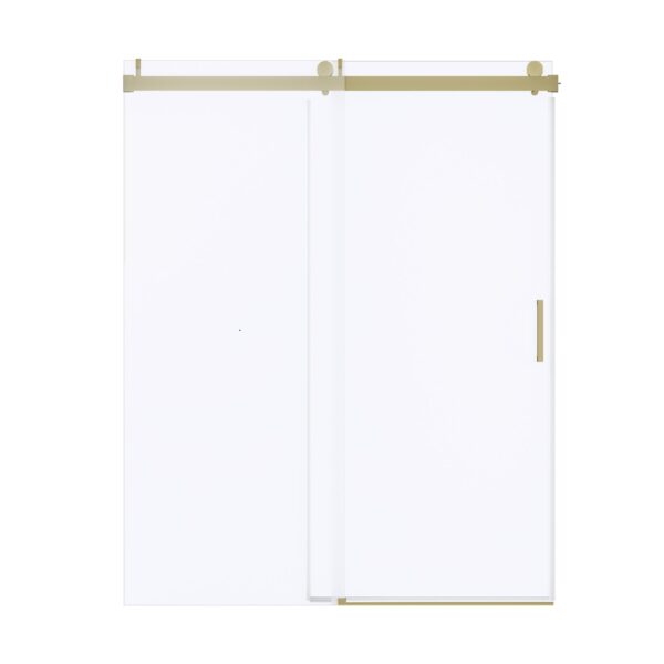 Frameless Soft Closing Single Sliding Shower Door, 1 / 4" (6Mm) Tempered Glass With Explosion Proof Coating Via Express Delivery - Gold
