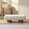 Upholstered Entryway Bench Ottoman - Beige - Image 4