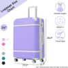 Hardshell Luggage With Tsa Lock, 24" Expandable Lightweight Suitcase With Spinner Wheels, Single Vintage Luggage - Purple - Image 3