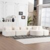 Upholstered Sofa Free Combined Sofa Couch With 2 Chaise Lounge And 5 Back Pillows For Living Room - Beige - Image 16