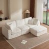 Cloud L Shape Modular Sectional Sofa With Ottoman, 3 Seater Convertible Couch - White - Image 4