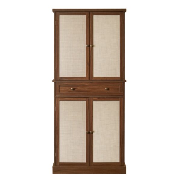 4 Door Cabinet With 1 Drawer, With 4 Adjustable Inner Shelves, Storage Cabinet - Walnut