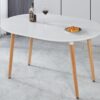 Extensible Table, Dining Table, Office Table, Coffee Table, Wood Leg - Matte White - Image 2