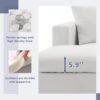 Modern Sectional Sofa With Throw Pillows, Cloud L Shaped Couch Set With Wide 4 Seat Comfy Couch Set With Movable Ottoman - White - Image 23