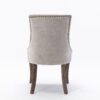 Ultra Side Dining Chair,Thickened Fabric Chairs With Neutrally Toned Solid Wood Legs, Bronze Nail Head (Set of 2) - Beige - Image 7