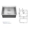Premium Laundry Sink Drop In 25" X 22" Utility Sink 16 Gauge Stainless Steel Topmount, 12" Deep Single Bowl - Brushed Nickel - Image 3