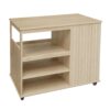 Kitchen Island Cart, Rolling Serving Utility Trolley Cart Modern Kitchen Island With Storage Drawer Wine Rack Lockable Casters, Kitchen Cart For Kitchen, Dining Room, Bar Living Room - Natural - Image 9