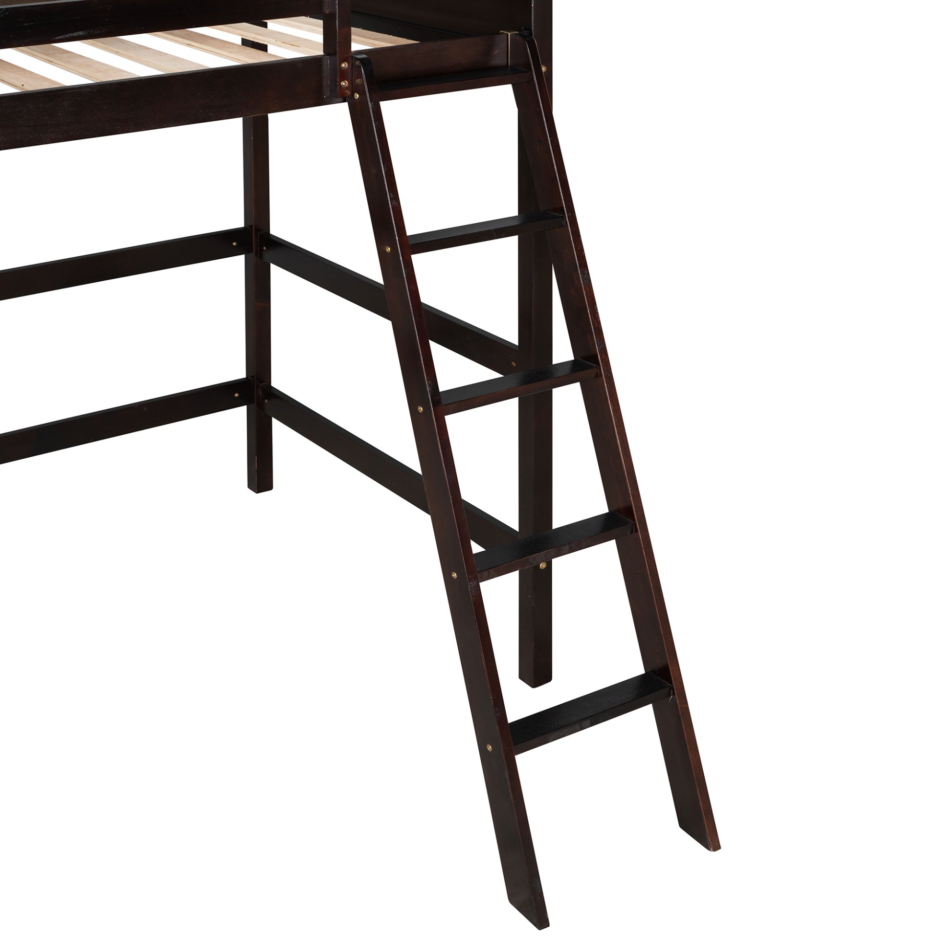 Twin Size Loft Bed With Ladder - Espresso - Image 6