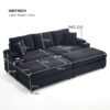 Convertible Sectional Sofa Bed Set With Armrest Storage, Cup Holder, USB - Black - Image 3