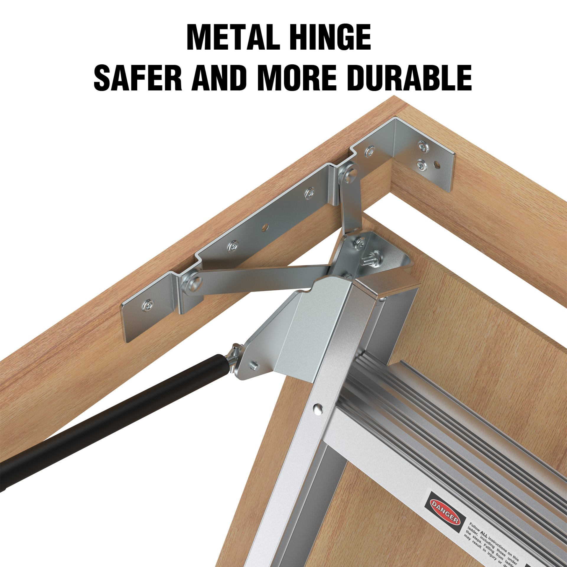 Household Aluminum Attic Ladder 25" x 54", 375 Lbs Capacity, 7'8" -10'3" Ceiling Height - Gray - Image 4