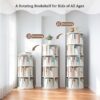5 Tier Rotating Bookshelf, 360° Spinning Design, Space Saving Storage, For Home And Office - White - Image 6