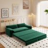 Queen Pull Out Sofa Bed, 3 In 1 Convertible Sleeper Sofa With Side Storage For Living Room - Green - Image 4