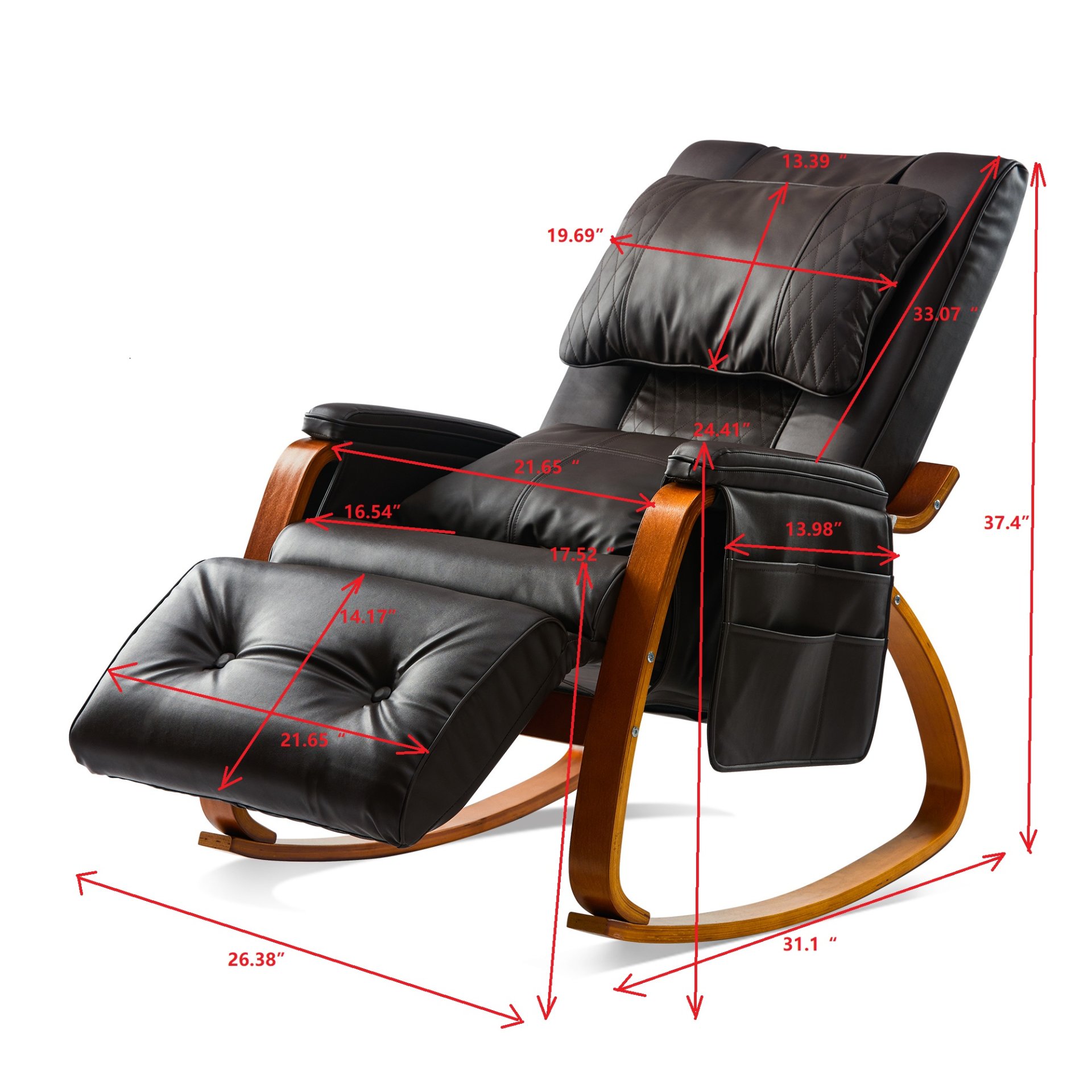 Massage Comfortable Relax Rocking Chair - Dark Brown - Image 6