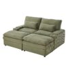 Convertible Loveseat Sofa With Storage And USB Ports - Green - Image 7