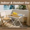 2 Pack Lounge Chair Set With Folding Square Table - Earthy Yellow / Khaki / White - Image 8