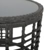 Achill - Outdoor Modern Boho Wicker Side Table With Glass Top - Gray - Image 11