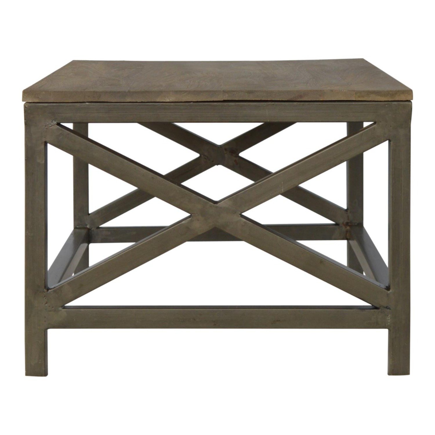 Industrial Cross Metal Coffee Table - Pewter - Image 10