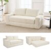 Convertible Loveseat Sofa Bed With Memory Foam & Steel Frame - Beige - Image 2