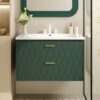 Wall Mounted Bathroom Vanity With Resin Sink, Floating Bathroom Storage Cabinet With 2 Drawers, Bathroom Cabinet - Green - Image 18