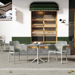 3 Piece Plastic Arm Chair Bistro Grs Premium Ocean Plastic - Light Gray
