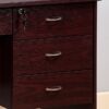 Three Locking Drawers On Metal Glides Student Desk Work Desk Modesty Panel Metal Bar Handles - Mahogany - Image 3