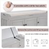 Storage Bench With 3 Shutter-Shaped Doors, Shoe Bench With Removable Cushion And Hidden Storage Space - Gray Wash - Image 8