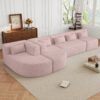 Modern Upholstered L Shape Sofa With 2 Chaise Lounges And Five Back Pillows Boucle Fabric - Pink - Image 4