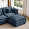 Modern Modular Sectional Sofa Shaped Couch Set With Movable Ottoman - Blue - Image 10