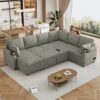 Sectional Sofa Versatile Sofa Bed Sofa Sleeper U - Shaped Sofa With Ample Storage Space, 2 Cup Holders And Charging Ports For Living Room - Light Gray - Image 3