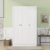 3 Door Shutter Wardrobe With Shelves - White - Image 7