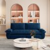 Queen Pull Out Sofa Bed, 3 In 1 Convertible Sleeper Sofa, Multi Functional Velvet Loveseat Bed - Blue - Image 8