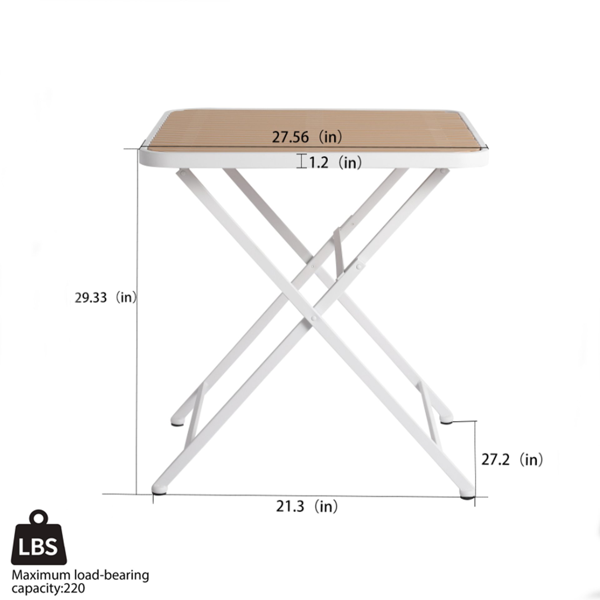 2 Pack Lounge Chair Set With Folding Square Table - Khaki / Pale Green / White - Image 3