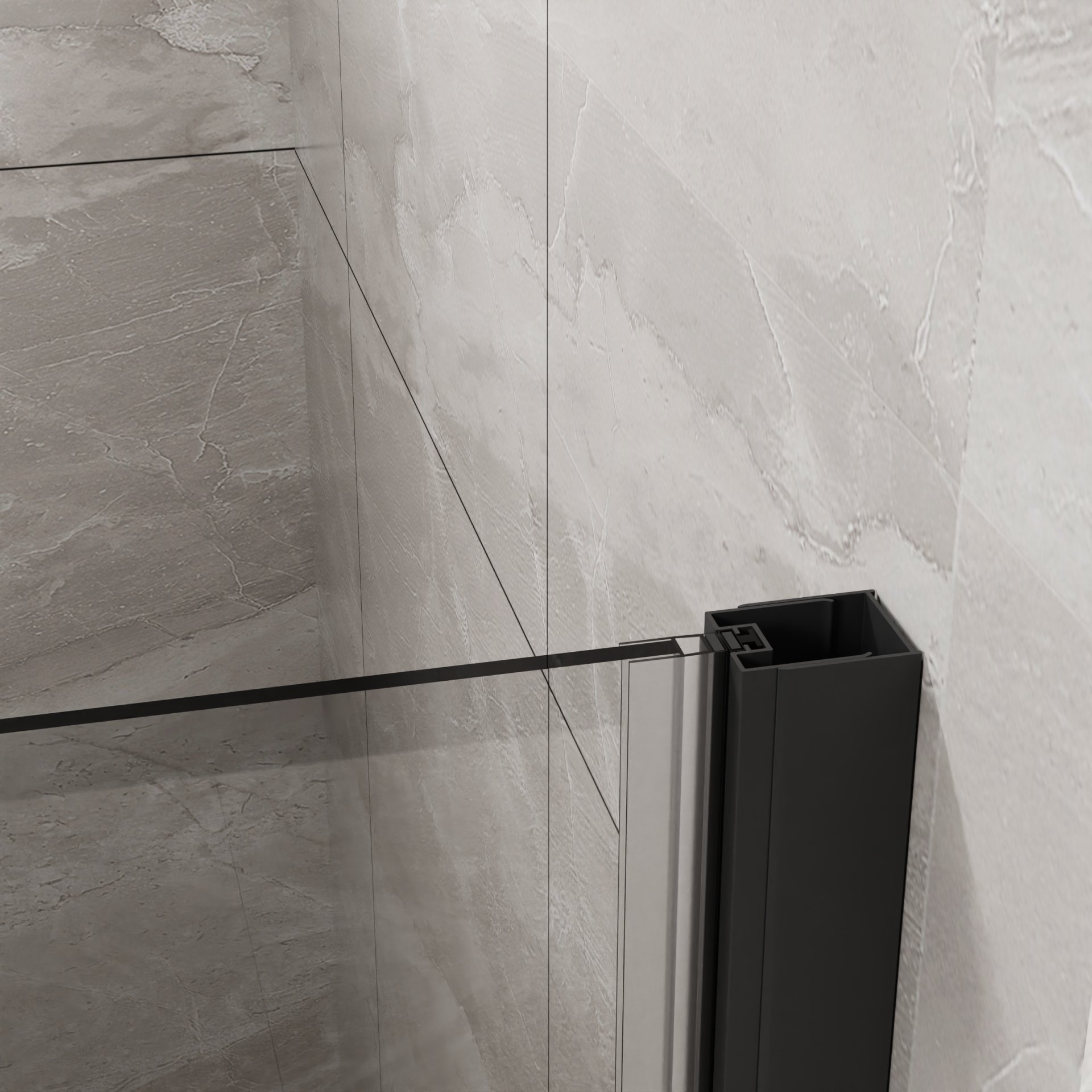 Bifold - Frameless Glass Shower Door 1 / 4" Tempered Clear Glass Pivot Swing Panel - Black - Image 7