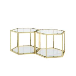 Modern Design Living Room Coffee Table With Stainless Steel Frame And Tempered Glass - Gold