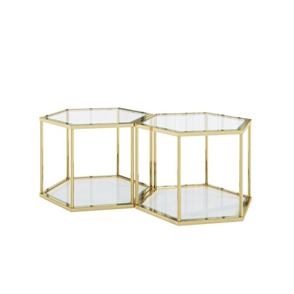 Modern Design Living Room Coffee Table With Stainless Steel Frame And Tempered Glass - Gold