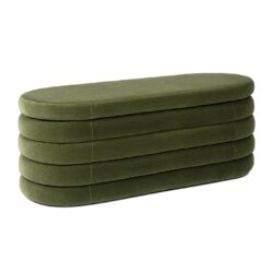 Fuji - Upholstered Oval Storage Bench - Olive Green